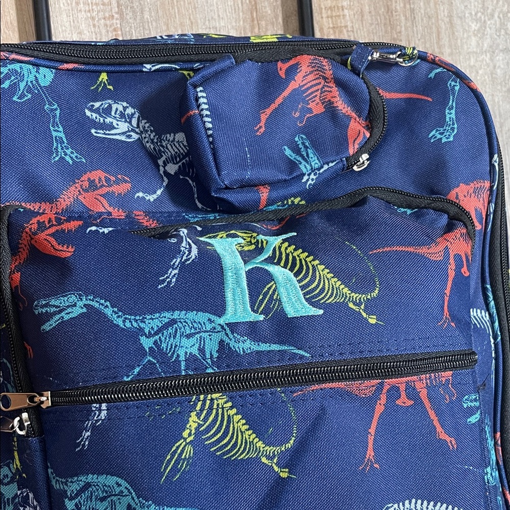 Kids Navy Dinosaur Rolling Suitcase - Picture 2 of 6